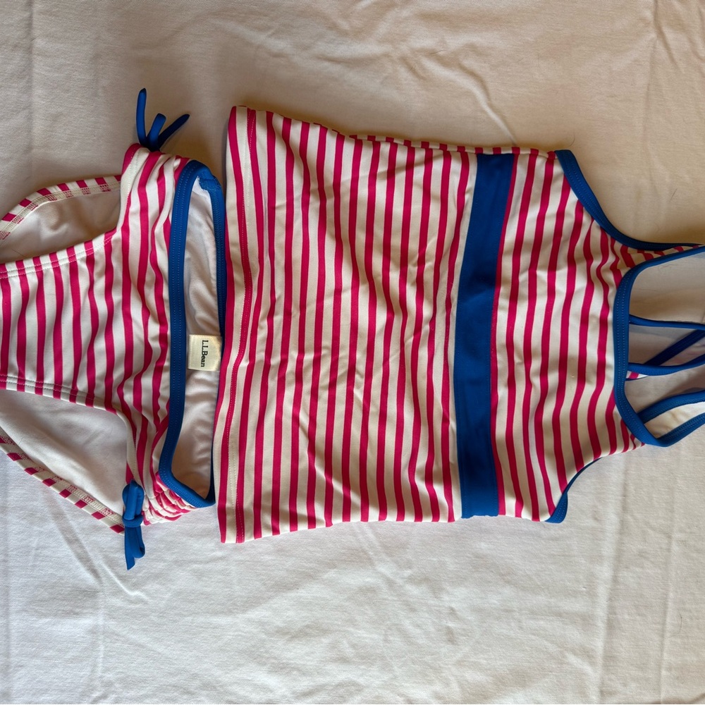 4T Girls Striped Pink and Blue Tankini Set